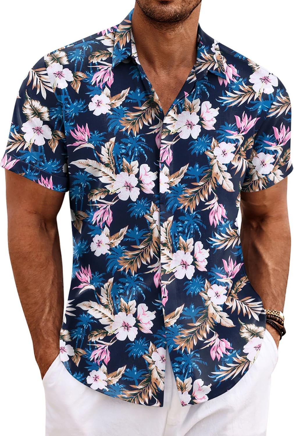 COOFANDY Men's Linen Shirts Short Sleeve Casual Shirts Button Down Shirt for Men Beach Summer Wedding Shirt