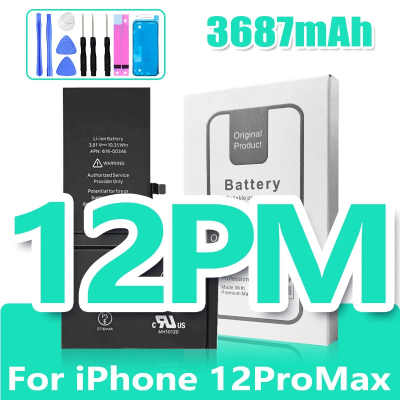 0 Cycle High Capacity Battery For iPhone 11 11Pro 12Pro 12 13 14 13Pro 14Pro Max Mini Phone Bateria + Free Tool Kit