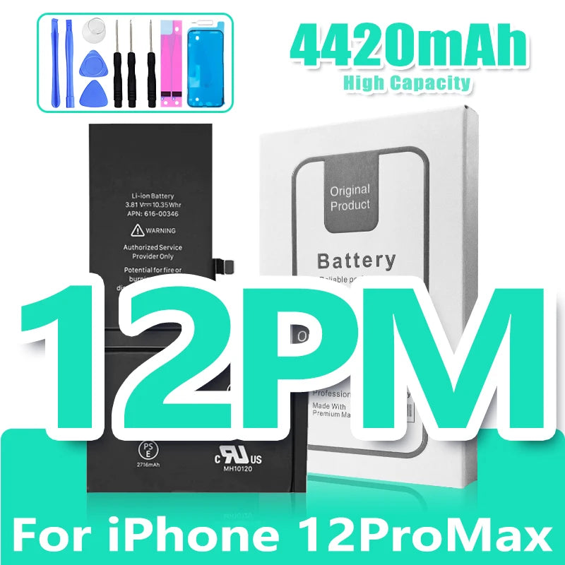 0 Cycle High Capacity Battery For iPhone 11 11Pro 12Pro 12 13 14 13Pro 14Pro Max Mini Phone Bateria + Free Tool Kit