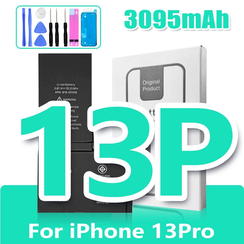 0 Cycle High Capacity Battery For iPhone 11 11Pro 12Pro 12 13 14 13Pro 14Pro Max Mini Phone Bateria + Free Tool Kit