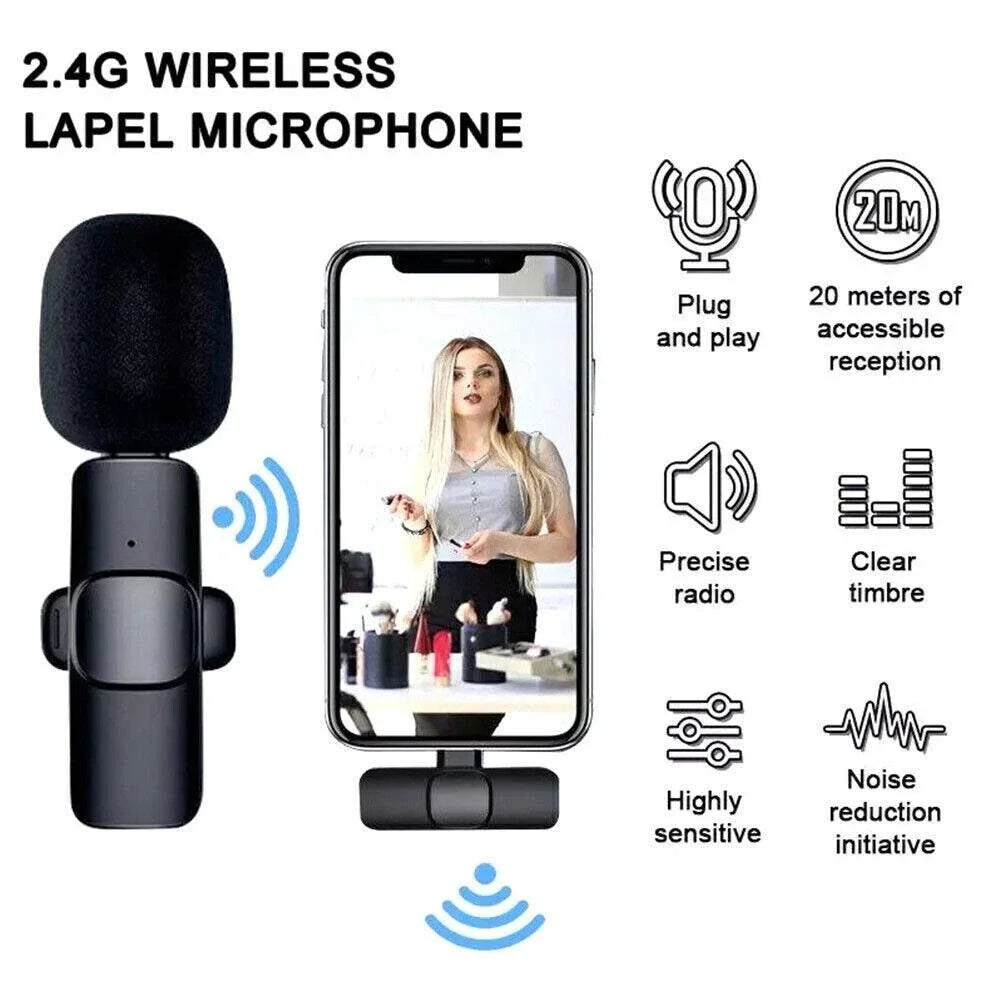 Wireless Lavalier Microphone Mini Portable Noise Reduction For Live Broadcast Gaming Audio Video Recording For Iphone Android