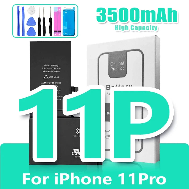 0 Cycle High Capacity Battery For iPhone 11 11Pro 12Pro 12 13 14 13Pro 14Pro Max Mini Phone Bateria + Free Tool Kit