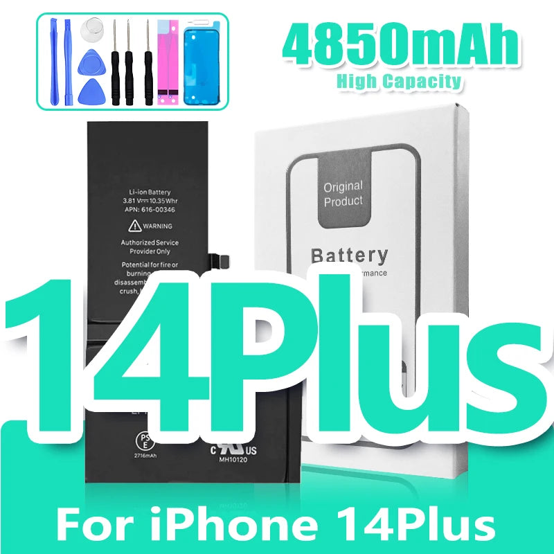 0 Cycle High Capacity Battery For iPhone 11 11Pro 12Pro 12 13 14 13Pro 14Pro Max Mini Phone Bateria + Free Tool Kit