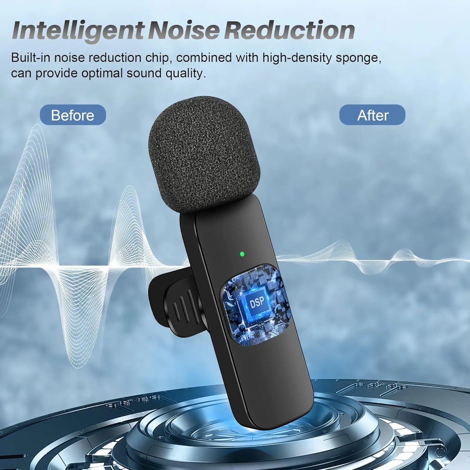 Wireless Lavalier Microphone Mini Portable Noise Reduction For Live Broadcast Gaming Audio Video Recording For Iphone Android