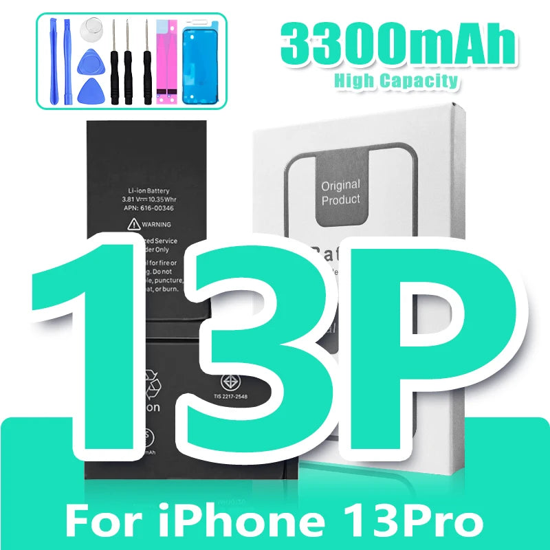 0 Cycle High Capacity Battery For iPhone 11 11Pro 12Pro 12 13 14 13Pro 14Pro Max Mini Phone Bateria + Free Tool Kit