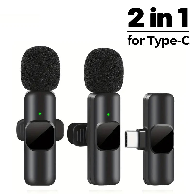 Wireless Lavalier Microphone Mini Portable Noise Reduction For Live Broadcast Gaming Audio Video Recording For Iphone Android
