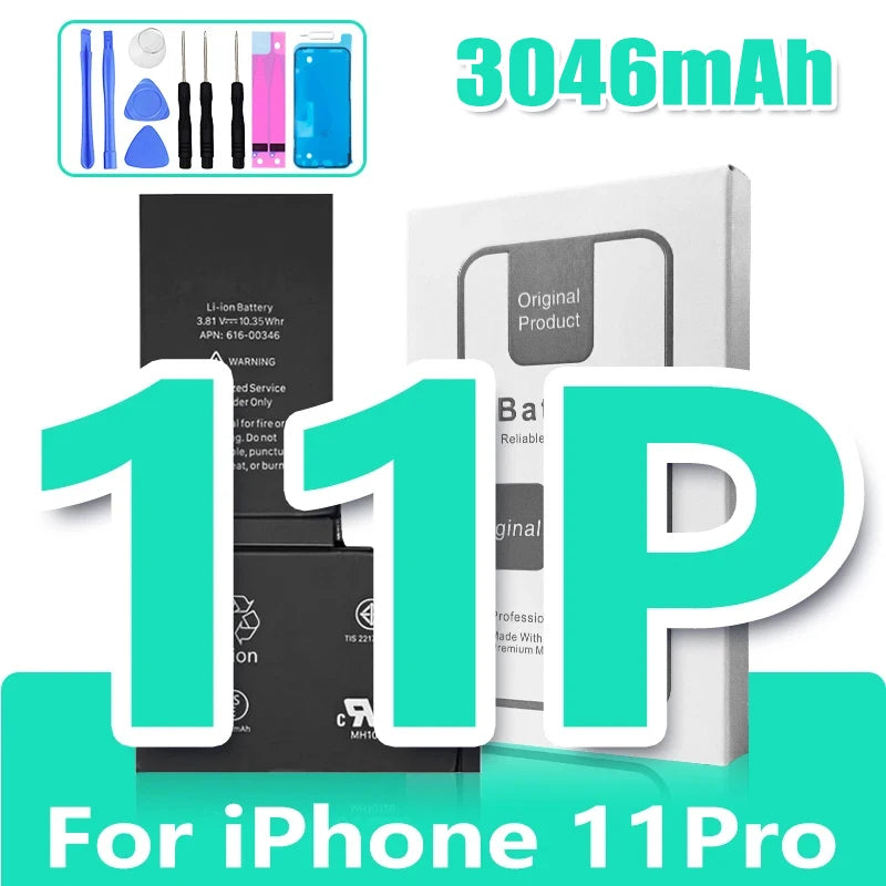 0 Cycle High Capacity Battery For iPhone 11 11Pro 12Pro 12 13 14 13Pro 14Pro Max Mini Phone Bateria + Free Tool Kit