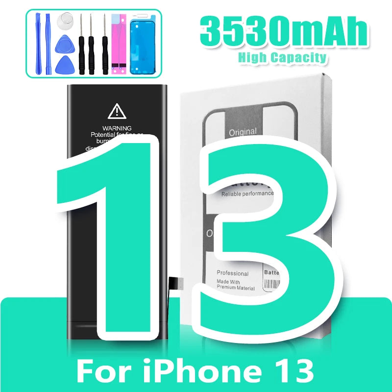 0 Cycle High Capacity Battery For iPhone 11 11Pro 12Pro 12 13 14 13Pro 14Pro Max Mini Phone Bateria + Free Tool Kit