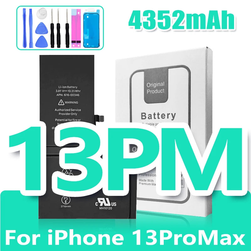 0 Cycle High Capacity Battery For iPhone 11 11Pro 12Pro 12 13 14 13Pro 14Pro Max Mini Phone Bateria + Free Tool Kit