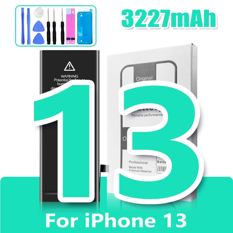 0 Cycle High Capacity Battery For iPhone 11 11Pro 12Pro 12 13 14 13Pro 14Pro Max Mini Phone Bateria + Free Tool Kit