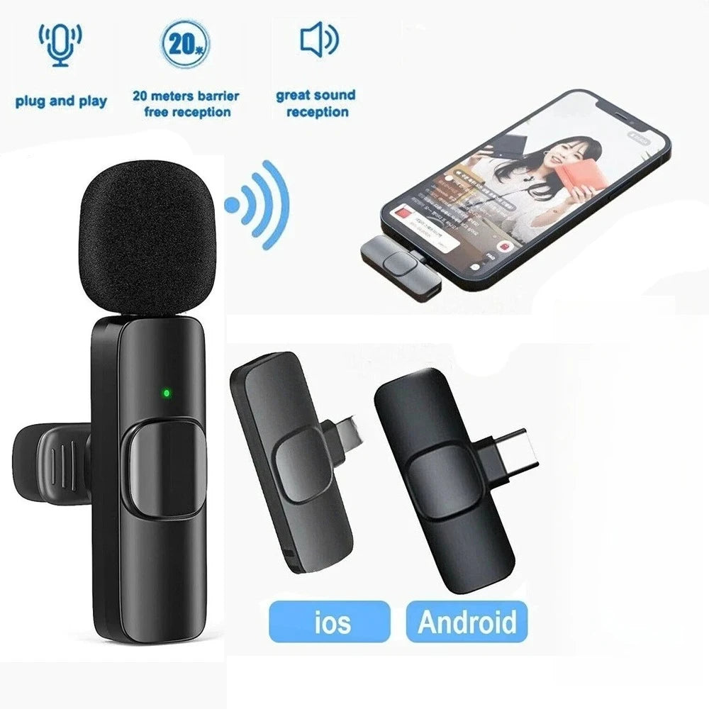 Wireless Lavalier Microphone Mini Portable Noise Reduction For Live Broadcast Gaming Audio Video Recording For Iphone Android