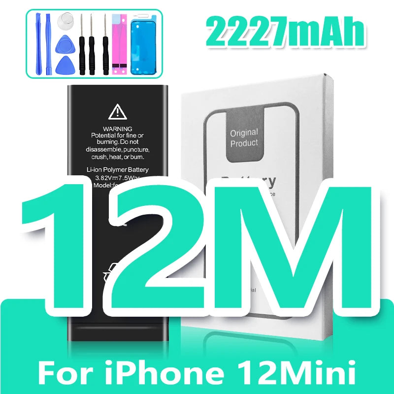 0 Cycle High Capacity Battery For iPhone 11 11Pro 12Pro 12 13 14 13Pro 14Pro Max Mini Phone Bateria + Free Tool Kit
